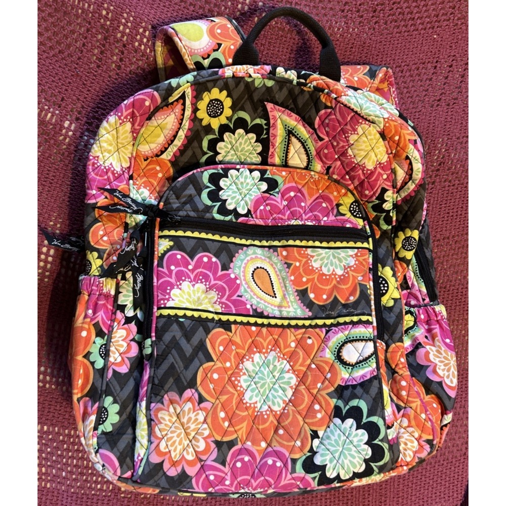 Vera Bradley Campus/School Backpack Multicolor Paisley Print + Multiple Pockets